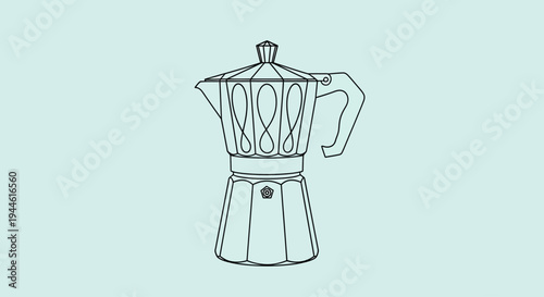 Iconic Italian Coffee Maker Illustration - A Classic Moka Pot Design