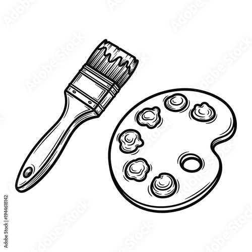 Art Brush Paint Palette Creation Concept