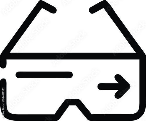 VR headset icon with directional arrow VR headset