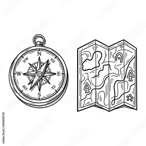Compass Map Exploration Navigation Guidance
