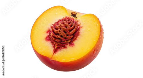 Fotografía Half peach fruit isolated PNG on transparent background, juicy stone fruit with