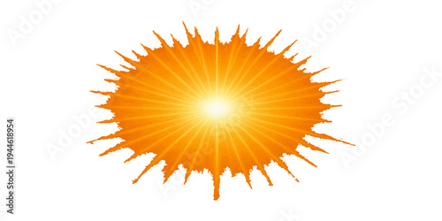 Abstract yellow and orange sun vector illustration featuring bright solar rays and a warm summer star design for a sunny weather icon or nature symbol
