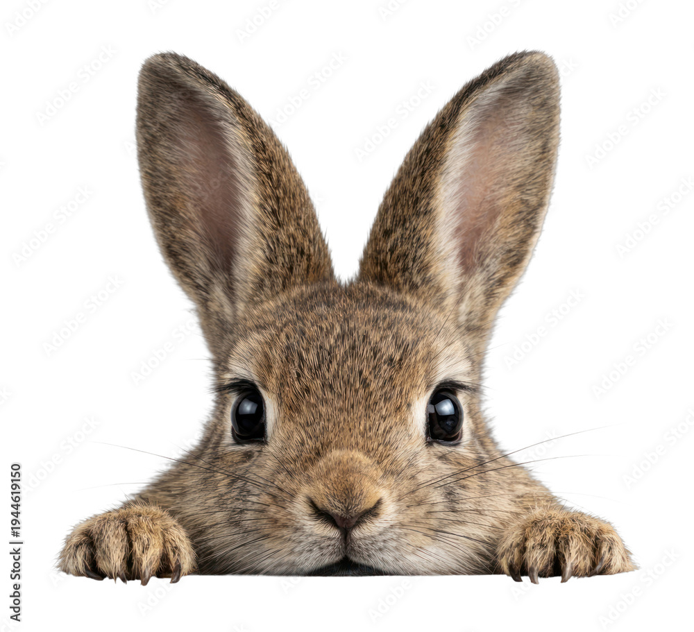 Fototapeta premium PNG Adorable rabbit peeking curiously.