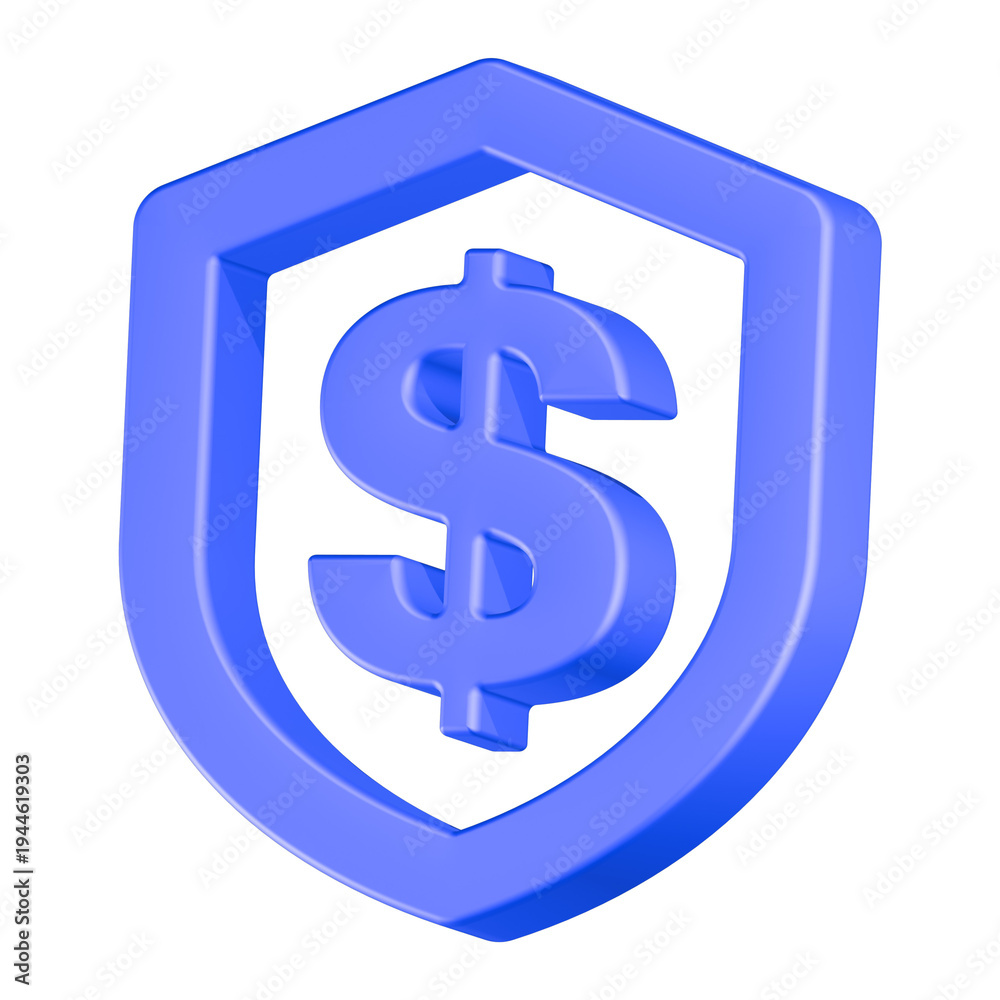 Obraz premium dollar shield icon 3d render blue color