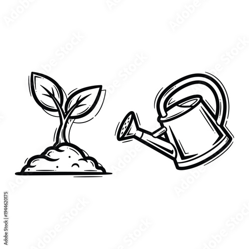 Sprout Watering Growth Concept Commercial Art