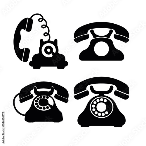 Vintage Rotary Dial Telephone Silhouette Set