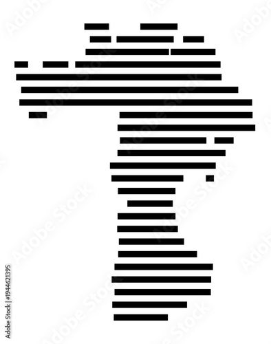 Symbol Map of the city Nonnweiler (Saarland, Germany) showing the area of the city with just a few black horizontal lines