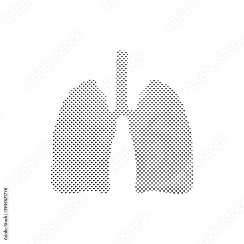 Human Lungs Respiratory System Anatomical Vector in Halftone Dot Style