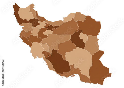 Iran map transparent brown shaded map of iran and provinces floats on a transparent background showcasing detailed regions.