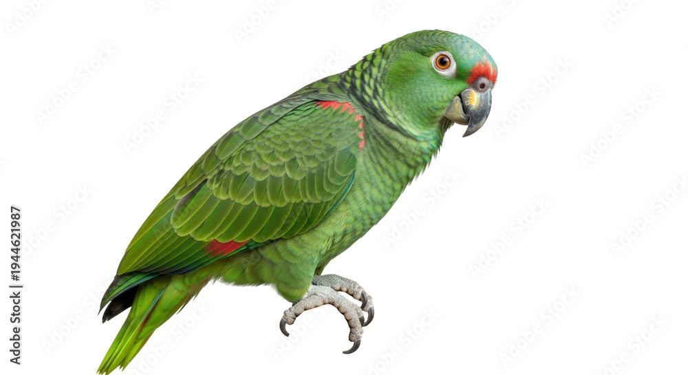 Εκτύπωση καμβά Green parrot PNG isolated on transparent background, colorful tropical bird with