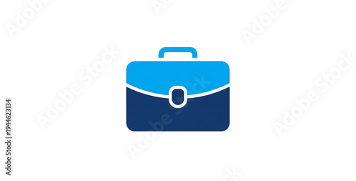 Business briefcase flat icon design. office work, corporate management, professional career, company service, finance job, workplace tool, startup concept, blue briefcase