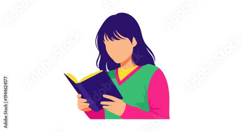 Young Woman Reading Book, Education, Knowledge, Learning, Study, Leisure, Hobby, Lifestyle