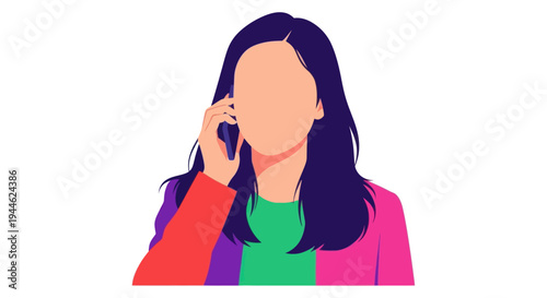 Woman Talking on Phone, Businesswoman Illustration, Modern Flat Design