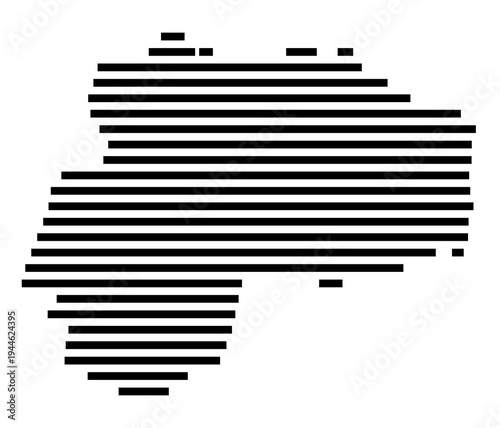 Symbol Map of the city Bad Frankenhausen_Kyffhäuser (Thüringen, Germany) showing the area of the city with just a few black horizontal lines