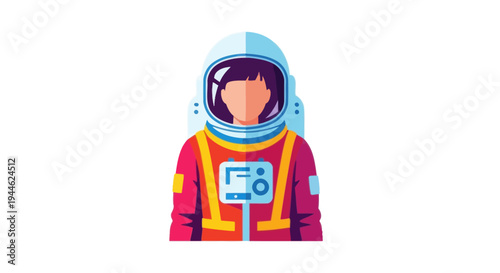 Astronaut Portrait - Flat Design Icon of Space Explorer