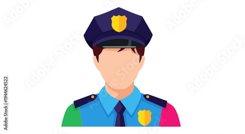 Police Officer Icon - Uniformed Law Enforcement Personnel with Badge and Hat