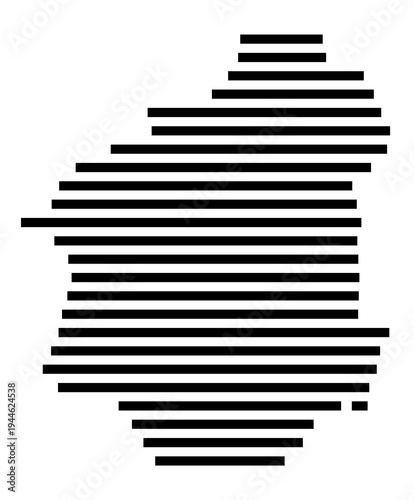 Symbol Map of the city Drei Gleichen (Thüringen, Germany) showing the area of the city with just a few black horizontal lines