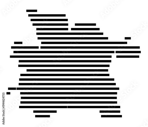 Symbol Map of the city Harztor (Thüringen, Germany) showing the area of the city with just a few black horizontal lines