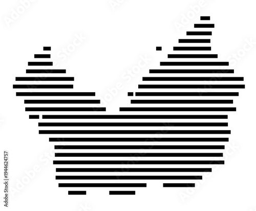 Symbol Map of the city Großbreitenbach (Thüringen, Germany) showing the area of the city with just a few black horizontal lines