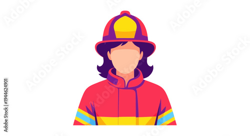 Female Firefighter Portrait - Vector Illustration