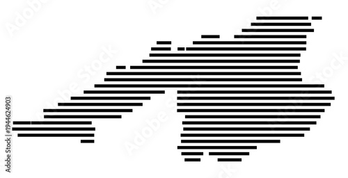 Symbol Map of the city Nessetal (Thüringen, Germany) showing the area of the city with just a few black horizontal lines