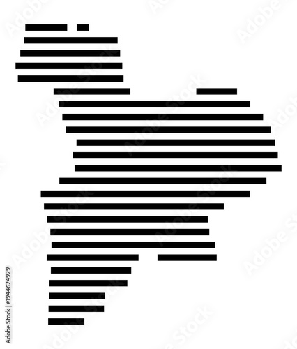 Symbol Map of the city Nesse-Apfelstädt (Thüringen, Germany) showing the area of the city with just a few black horizontal lines