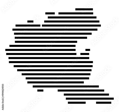 Symbol Map of the city Krayenberggemeinde (Thüringen, Germany) showing the area of the city with just a few black horizontal lines