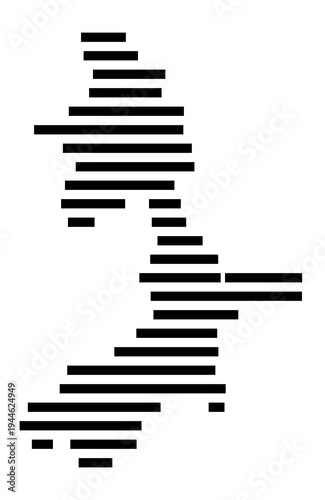 Symbol Map of the city Neustadt an der Orla (Thüringen, Germany) showing the area of the city with just a few black horizontal lines