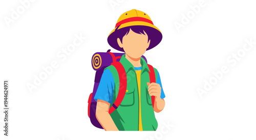 Young explorer with backpack and hat, ready for adventure