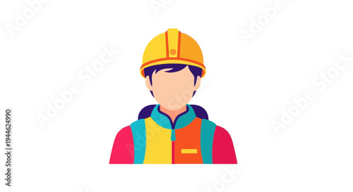 Construction worker in uniform and hard hat, flat design, isolated on white background