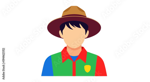 Park Ranger Icon: Male, Flat Design, Outdoor Professional