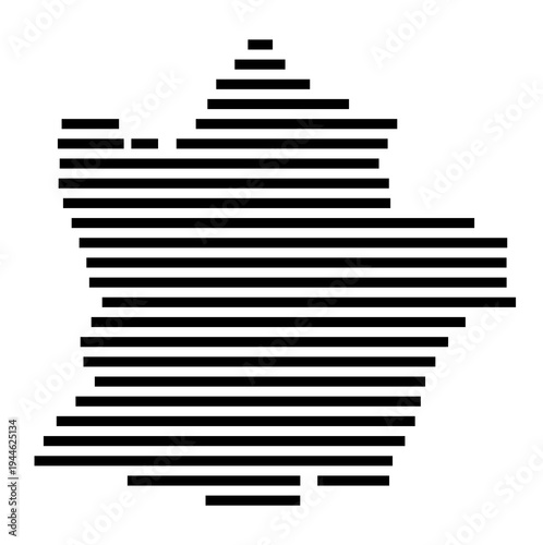 Symbol Map of the city Ruhla (Thüringen, Germany) showing the area of the city with just a few black horizontal lines