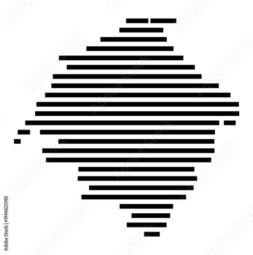 Symbol Map of the city Roßleben-Wiehe (Thüringen, Germany) showing the area of the city with just a few black horizontal lines