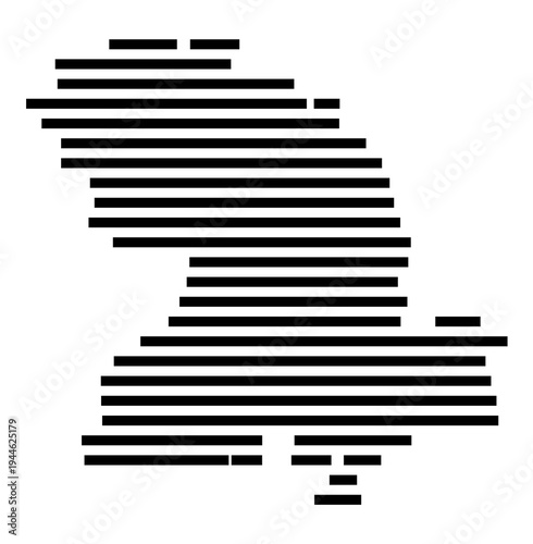 Symbol Map of the city Südeichsfeld (Thüringen, Germany) showing the area of the city with just a few black horizontal lines