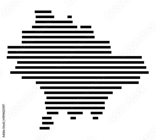 Symbol Map of the city Uhlstädt-Kirchhasel (Thüringen, Germany) showing the area of the city with just a few black horizontal lines