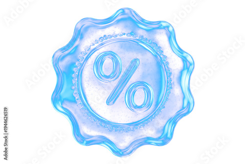 Blue Ice or Water Seal with a Percentage Sign