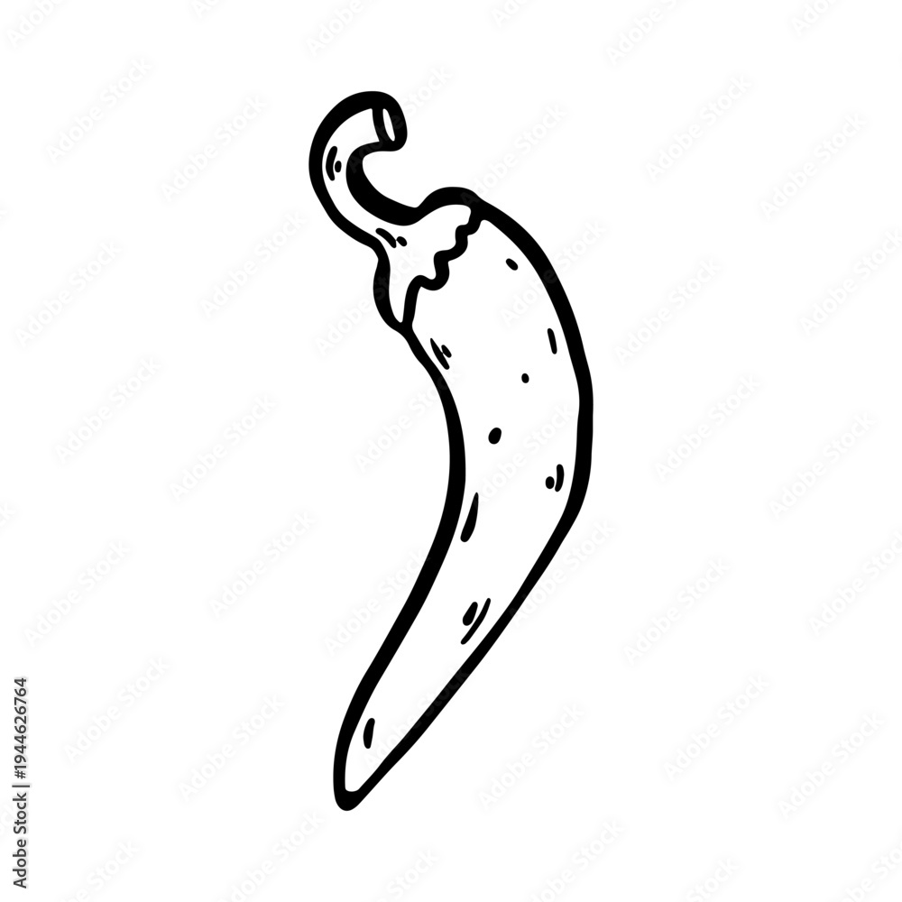 Obraz premium Spicy Chili Pepper Doodle sketch