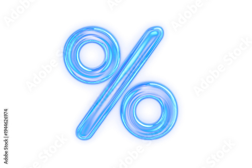 Glowing Blue Neon Percentage Symbol for Sales