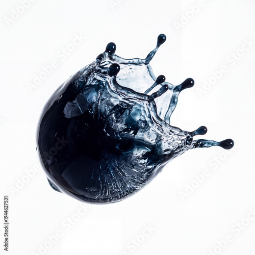 Blue Ink Splash Frozen in Motion Over White Background