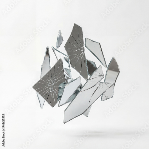 Abstract geometric glass shards futuristic design 3D rendering crystal structure modern art