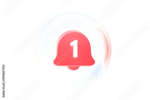 Red Notification Bell Icon with Number One