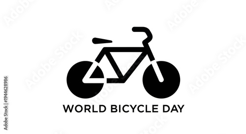 World bicycle day logo featuring a stylized black