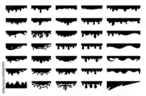 Website border, web page divider shapes. Geometric and organic separator headers for graphic design template - app, banner, page, poster, menu. Vector illustration.