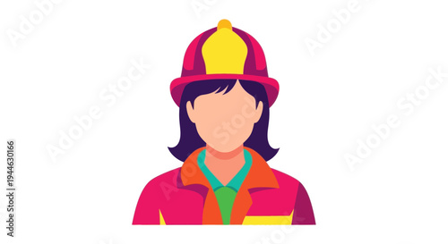 Female firefighter icon, flat design, modern vector illustration