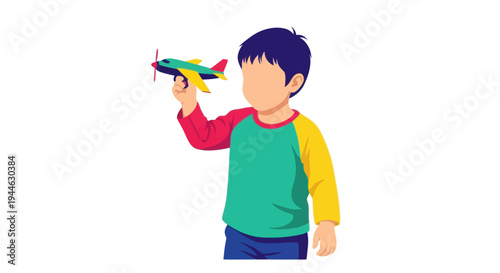 Child playing with toy airplane, imagination, childhood dreams, flying, fun, indoor activity