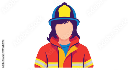 Female Firefighter Icon Illustration