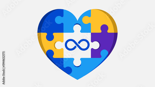 Autism Awareness Heart Puzzle Graphic Illustration