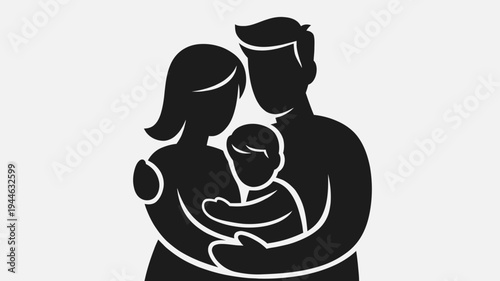 Family Silhouette Embracing Baby Illustration