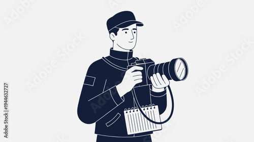 Professional Photographer with Digital Camera illustration