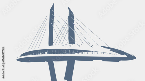 Modern Suspension Bridge Architectural Design illustration